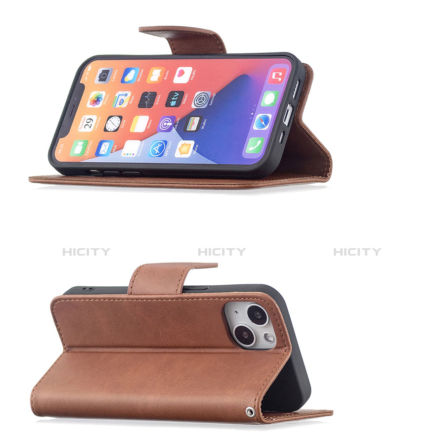 Handytasche Stand Schutzhülle Flip Leder Hülle L01 für Apple iPhone 13 Braun