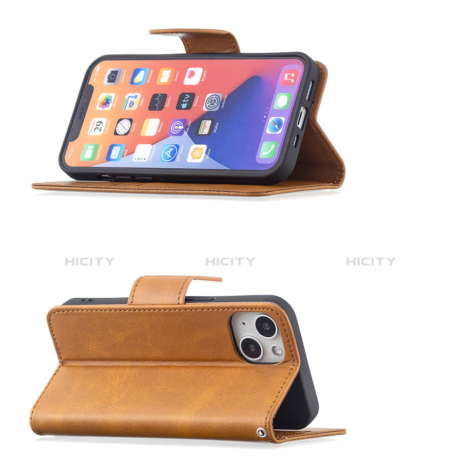 Handytasche Stand Schutzhülle Flip Leder Hülle L01 für Apple iPhone 13 Gelb groß