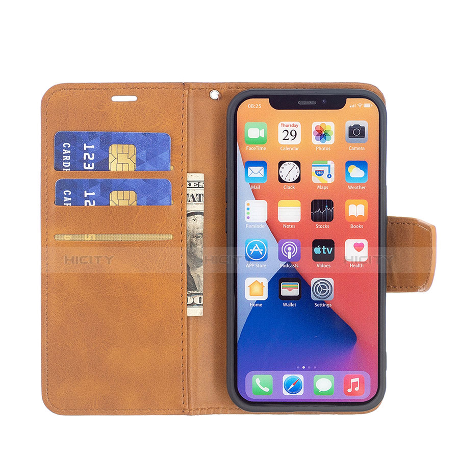 Handytasche Stand Schutzhülle Flip Leder Hülle L01 für Apple iPhone 13 Gelb groß