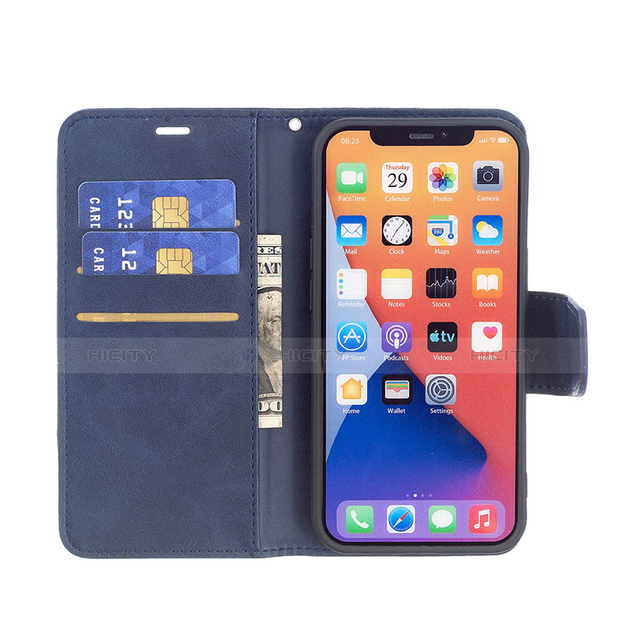 Handytasche Stand Schutzhülle Flip Leder Hülle L01 für Apple iPhone 13 Mini Blau