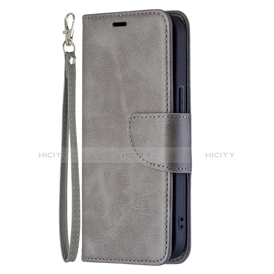 Handytasche Stand Schutzhülle Flip Leder Hülle L01 für Apple iPhone 13 Mini Grau