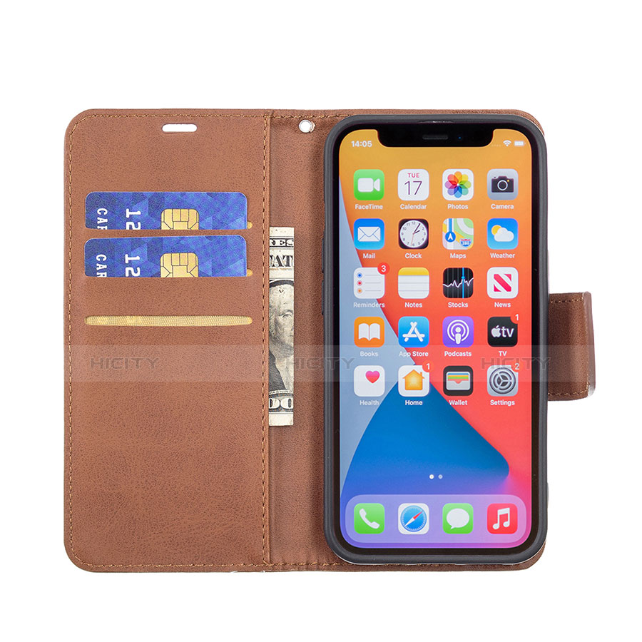 Handytasche Stand Schutzhülle Flip Leder Hülle L01 für Apple iPhone 13 Pro Braun