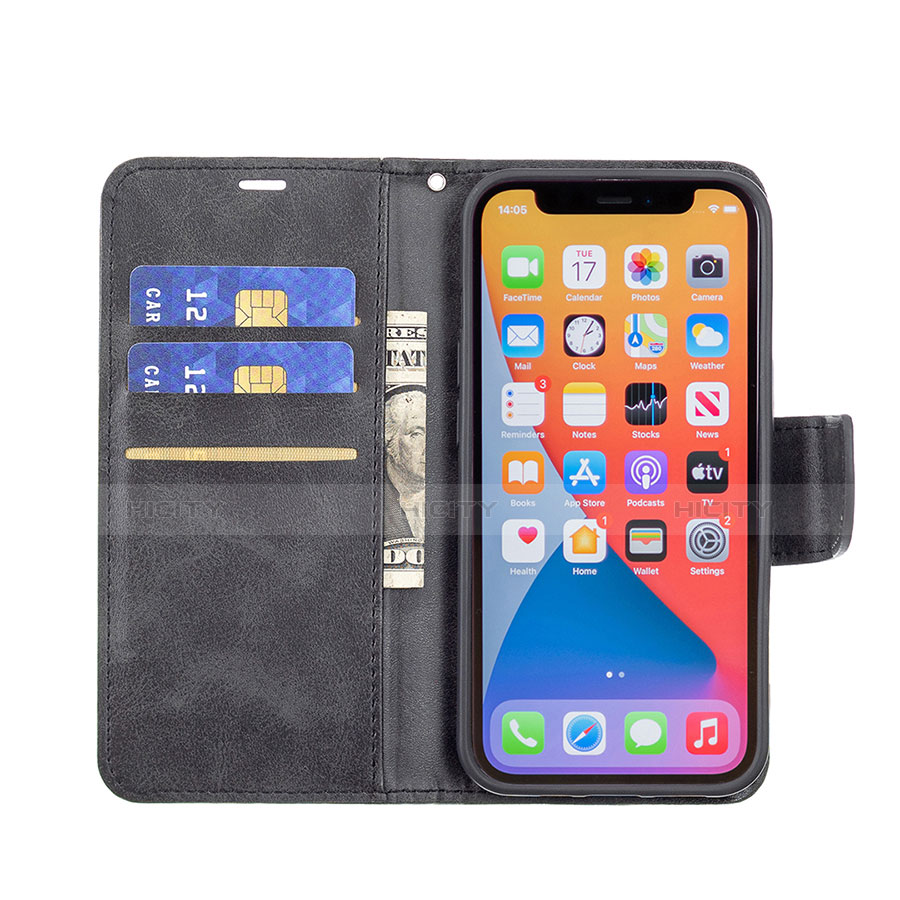 Handytasche Stand Schutzhülle Flip Leder Hülle L01 für Apple iPhone 13 Pro Max Schwarz