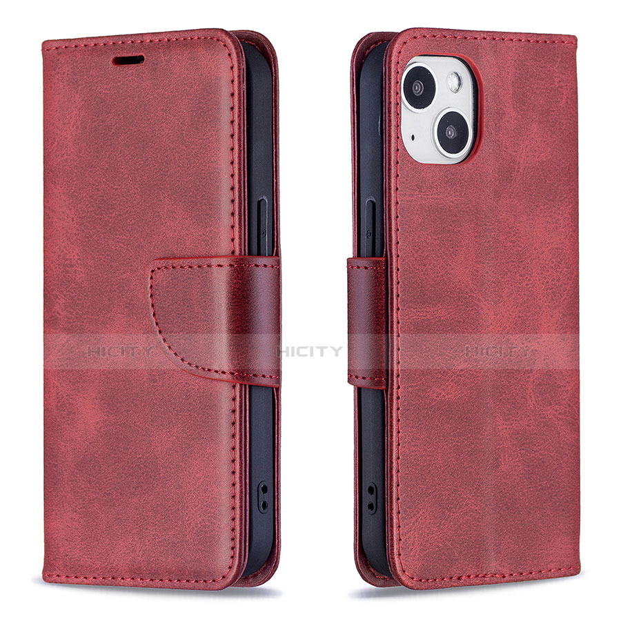 Handytasche Stand Schutzhülle Flip Leder Hülle L01 für Apple iPhone 13 Rot Plus