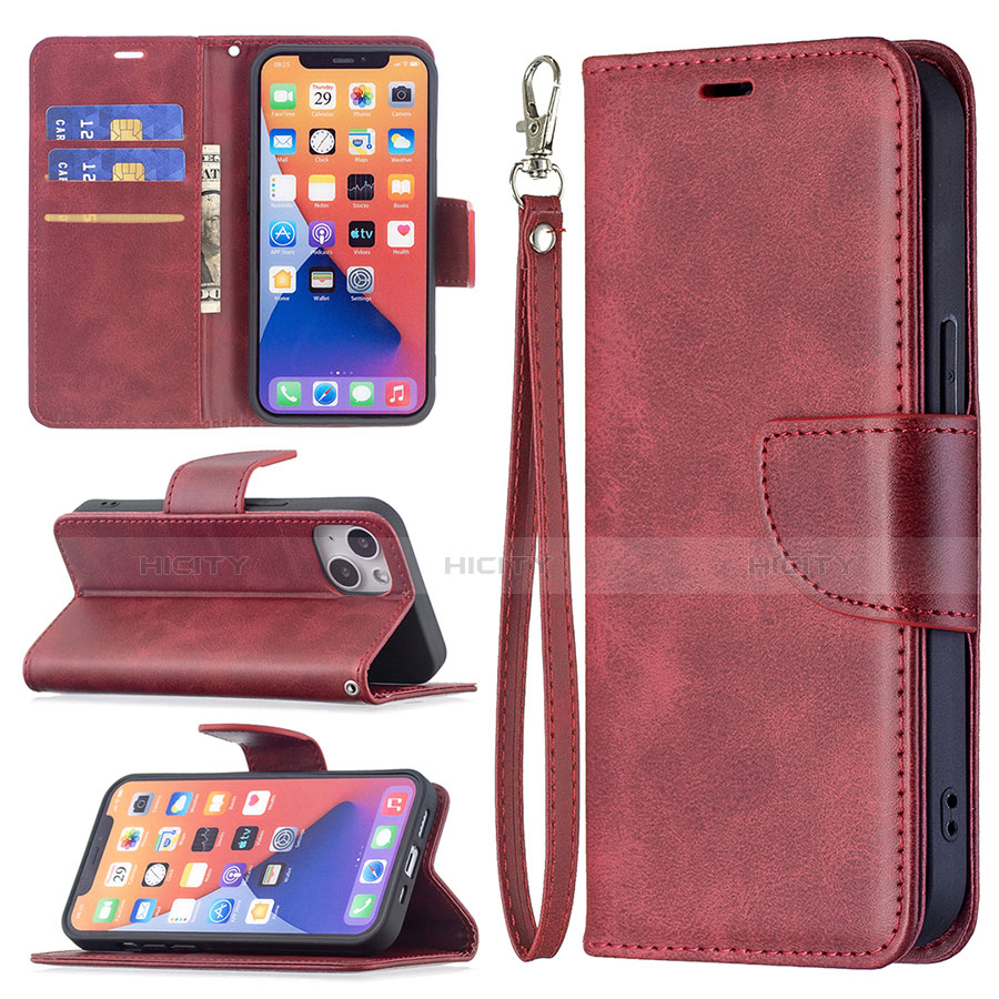 Handytasche Stand Schutzhülle Flip Leder Hülle L01 für Apple iPhone 13 Rot groß