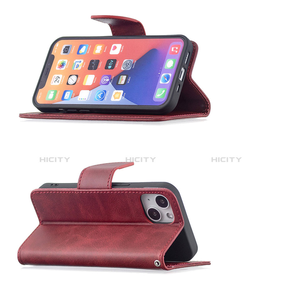 Handytasche Stand Schutzhülle Flip Leder Hülle L01 für Apple iPhone 13 Rot groß