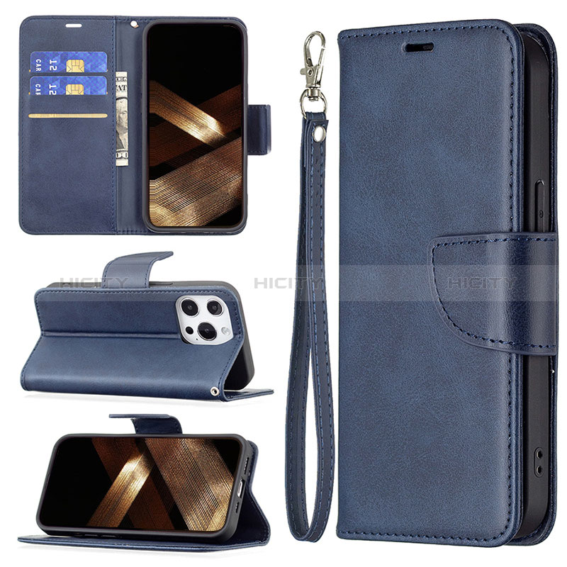 Handytasche Stand Schutzhülle Flip Leder Hülle L01 für Apple iPhone 14 Pro Blau