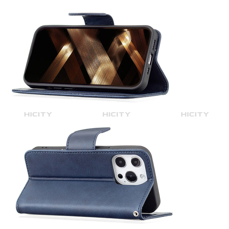 Handytasche Stand Schutzhülle Flip Leder Hülle L01 für Apple iPhone 14 Pro Blau