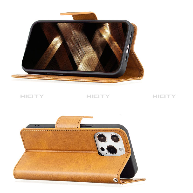 Handytasche Stand Schutzhülle Flip Leder Hülle L01 für Apple iPhone 14 Pro Gelb groß