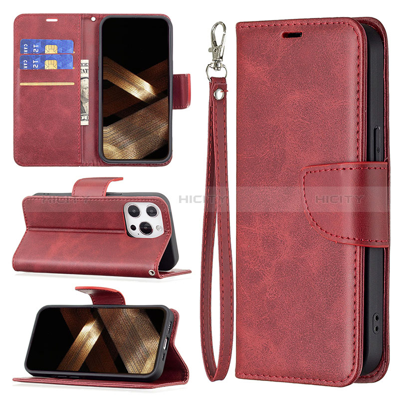 Handytasche Stand Schutzhülle Flip Leder Hülle L01 für Apple iPhone 14 Pro Max Rot groß