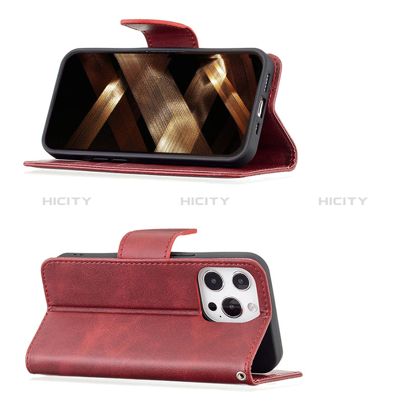 Handytasche Stand Schutzhülle Flip Leder Hülle L01 für Apple iPhone 14 Pro Max Rot groß