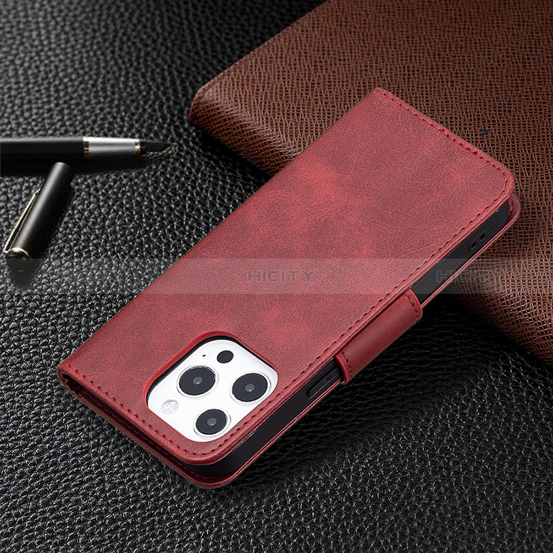 Handytasche Stand Schutzhülle Flip Leder Hülle L01 für Apple iPhone 14 Pro Max Rot groß