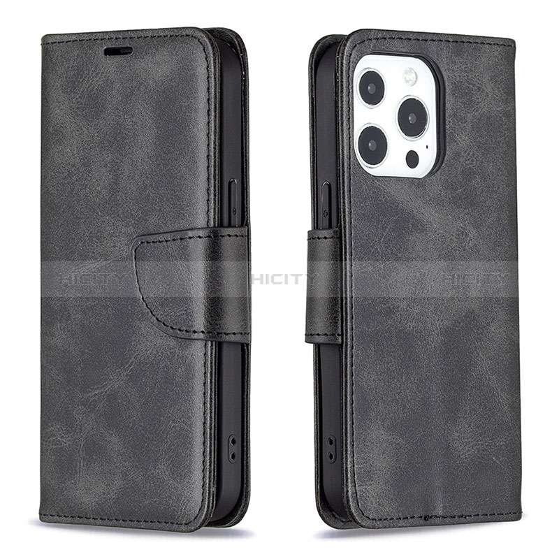 Handytasche Stand Schutzhülle Flip Leder Hülle L01 für Apple iPhone 14 Pro Max Schwarz Plus