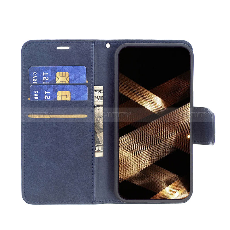 Handytasche Stand Schutzhülle Flip Leder Hülle L01 für Apple iPhone 15 Plus Blau