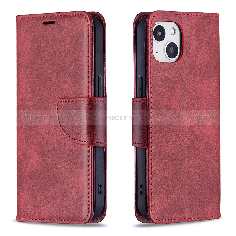 Handytasche Stand Schutzhülle Flip Leder Hülle L01 für Apple iPhone 15 Plus Rot