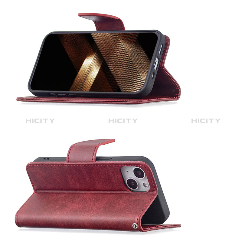 Handytasche Stand Schutzhülle Flip Leder Hülle L01 für Apple iPhone 15 Plus Rot