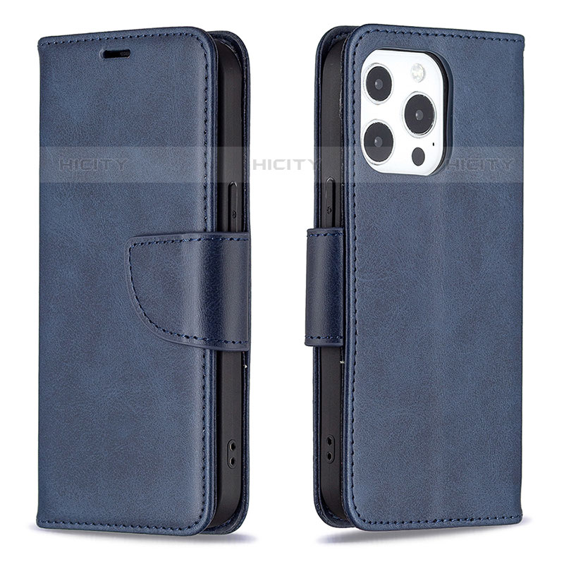 Handytasche Stand Schutzhülle Flip Leder Hülle L01 für Apple iPhone 15 Pro Blau