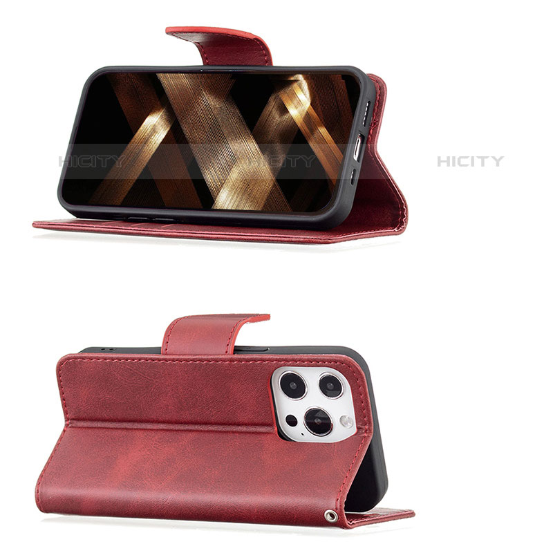 Handytasche Stand Schutzhülle Flip Leder Hülle L01 für Apple iPhone 15 Pro Max Rot