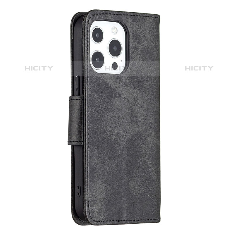 Handytasche Stand Schutzhülle Flip Leder Hülle L01 für Apple iPhone 15 Pro Schwarz