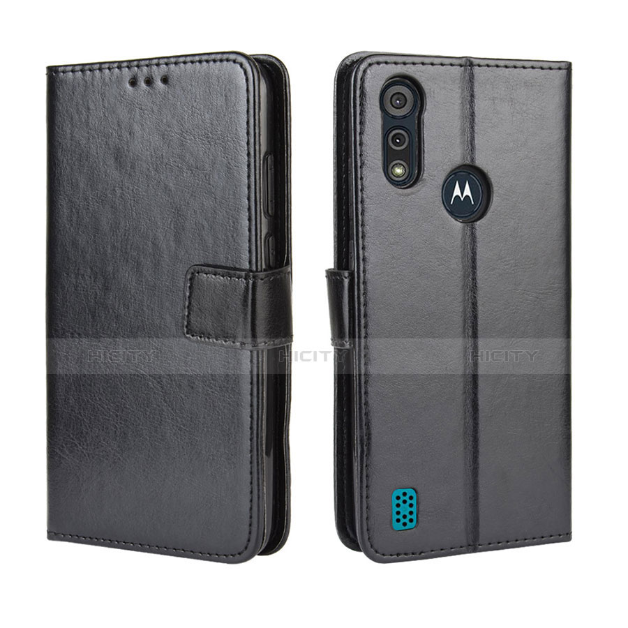 Handytasche Stand Schutzhülle Flip Leder Hülle L01 für Motorola Moto E6s (2020) Schwarz