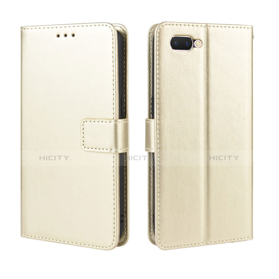 Handytasche Stand Schutzhülle Flip Leder Hülle L01 für Oppo A12e Gold