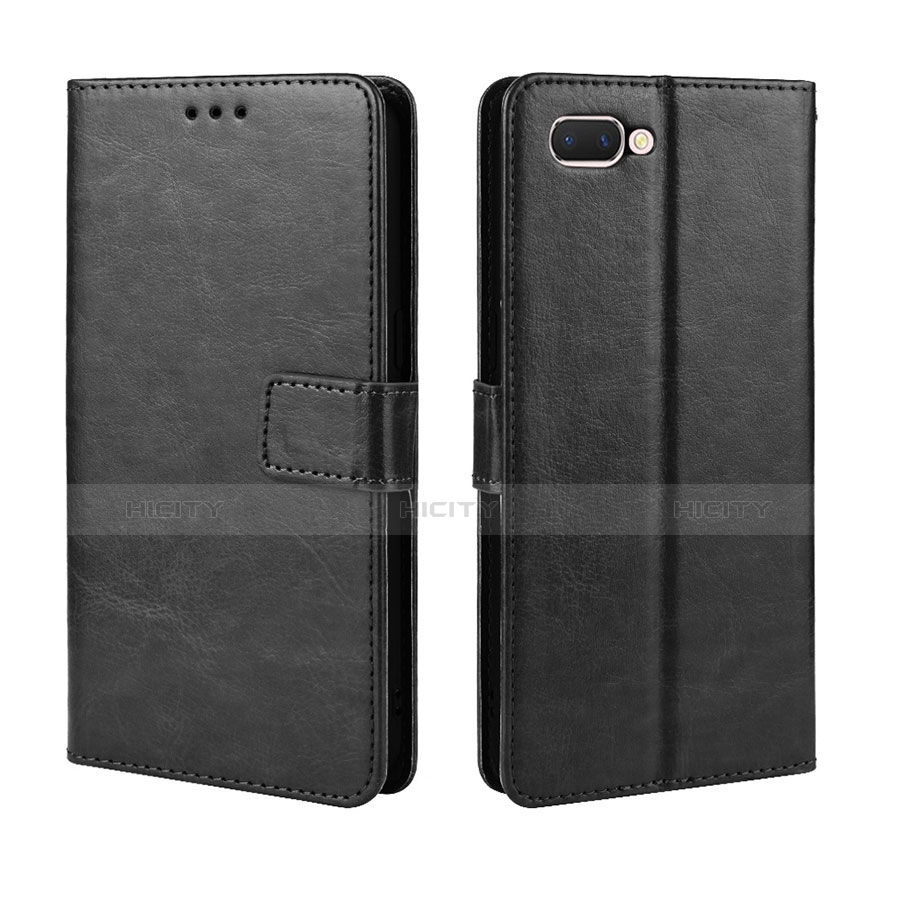 Handytasche Stand Schutzhülle Flip Leder Hülle L01 für Oppo A12e Schwarz