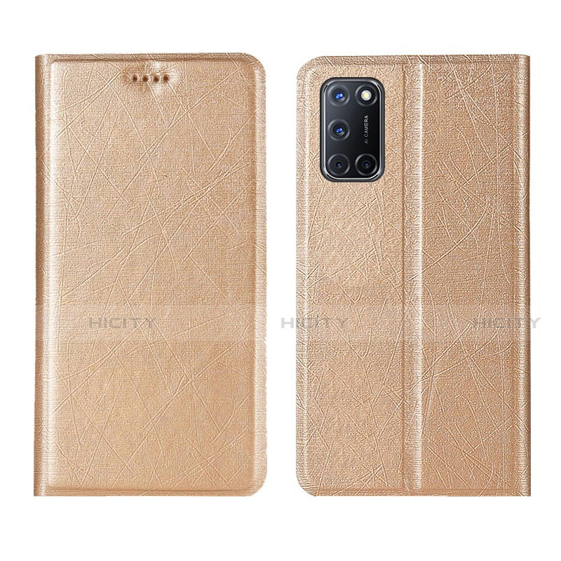 Handytasche Stand Schutzhülle Flip Leder Hülle L01 für Oppo A72 Gold