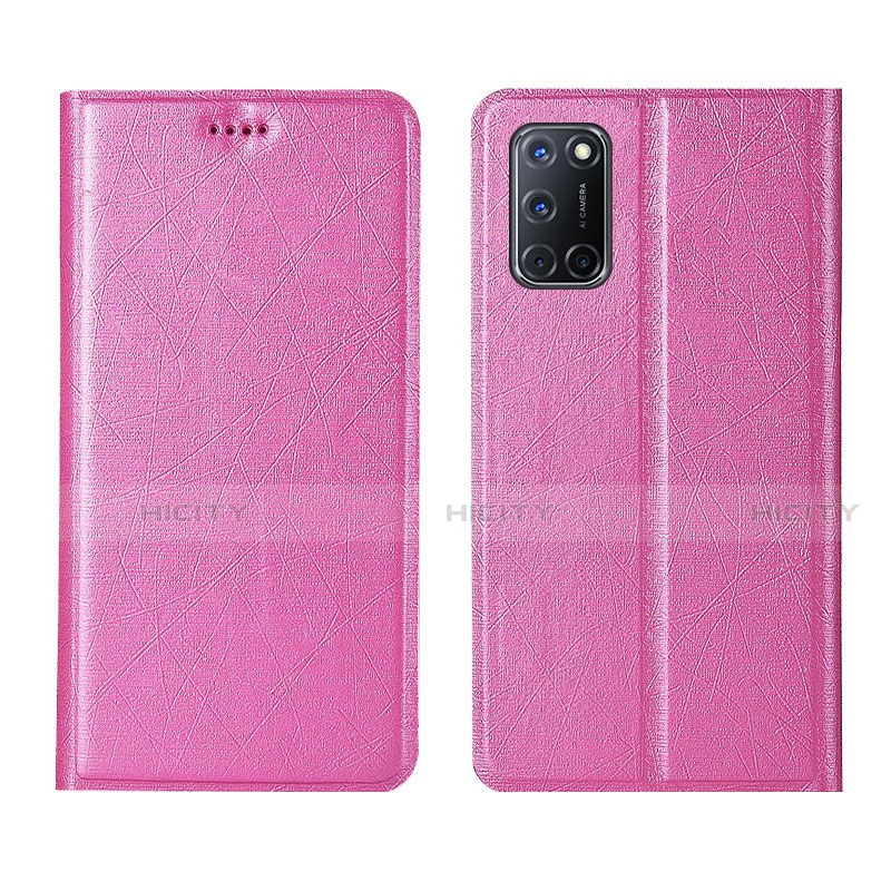 Handytasche Stand Schutzhülle Flip Leder Hülle L01 für Oppo A92 Rosa