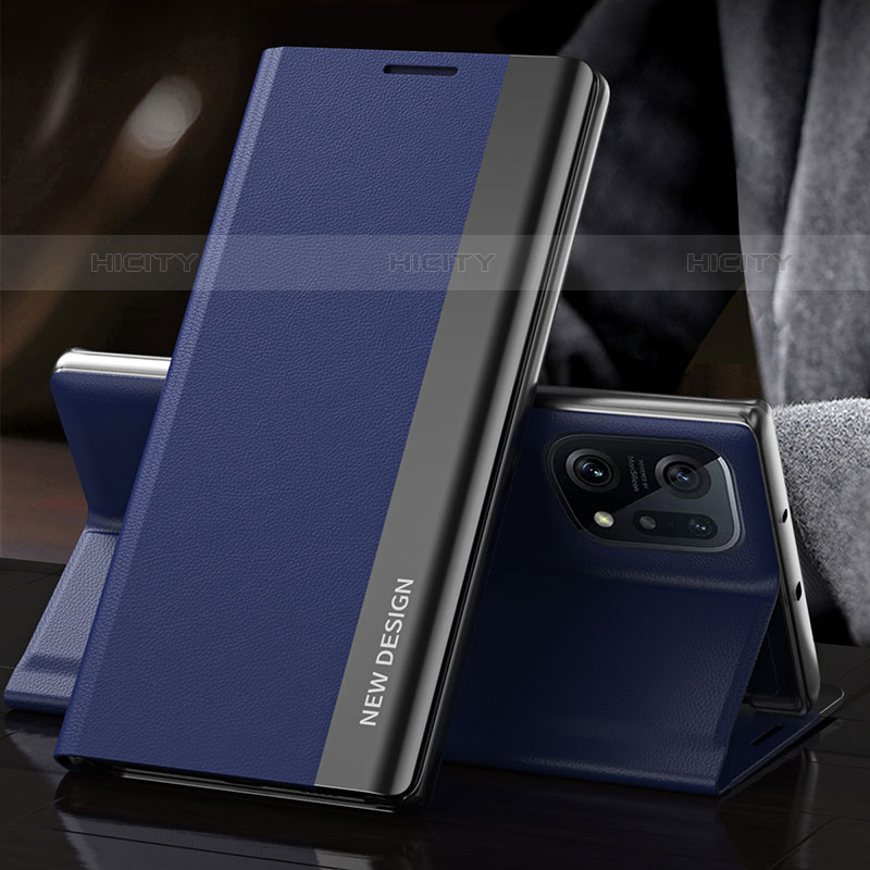 Handytasche Stand Schutzhülle Flip Leder Hülle L01 für Oppo Find X5 Pro 5G Blau