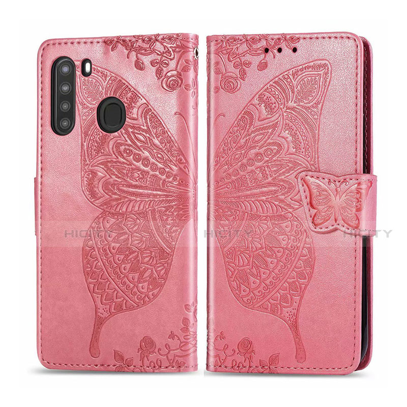 Handytasche Stand Schutzhülle Flip Leder Hülle L01 für Samsung Galaxy A21 Rosa