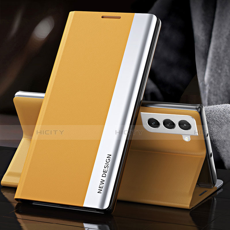 Handytasche Stand Schutzhülle Flip Leder Hülle L01 für Samsung Galaxy S21 5G Gelb