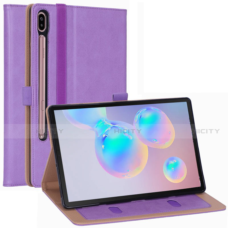 Handytasche Stand Schutzhülle Flip Leder Hülle L01 für Samsung Galaxy Tab S6 10.5 SM-T860 Violett Plus