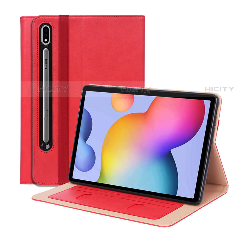 Handytasche Stand Schutzhülle Flip Leder Hülle L01 für Samsung Galaxy Tab S7 11 Wi-Fi SM-T870 Rot Plus