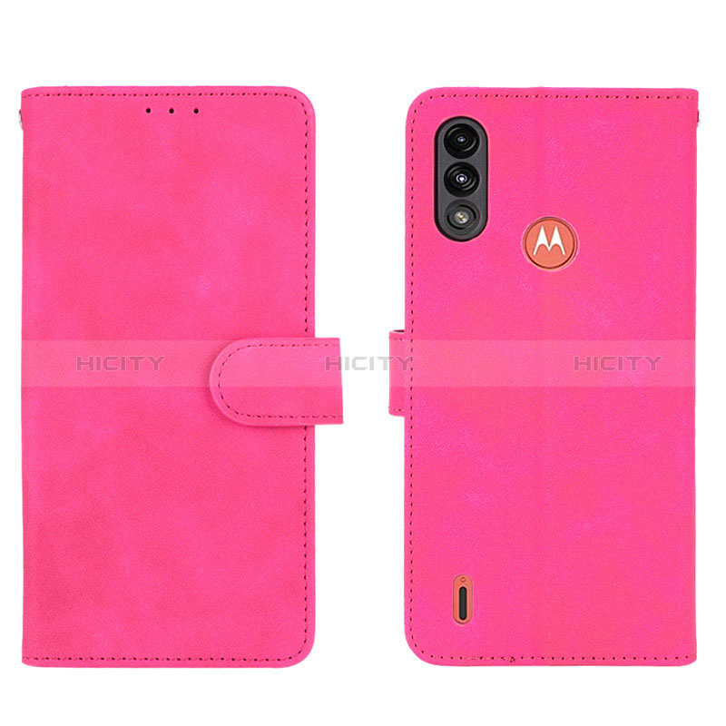 Handytasche Stand Schutzhülle Flip Leder Hülle L01Z für Motorola Moto E7 Power Pink Plus