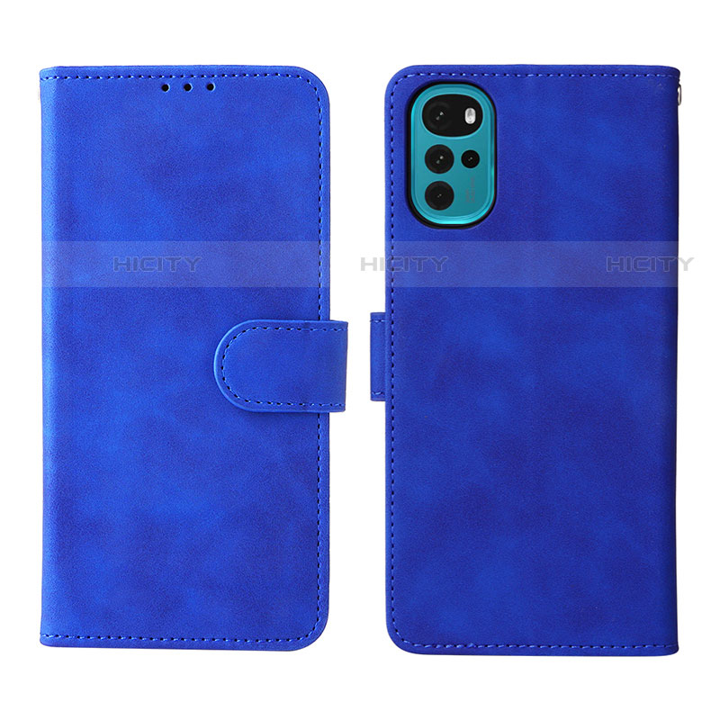 Handytasche Stand Schutzhülle Flip Leder Hülle L01Z für Motorola Moto G22 Blau Plus