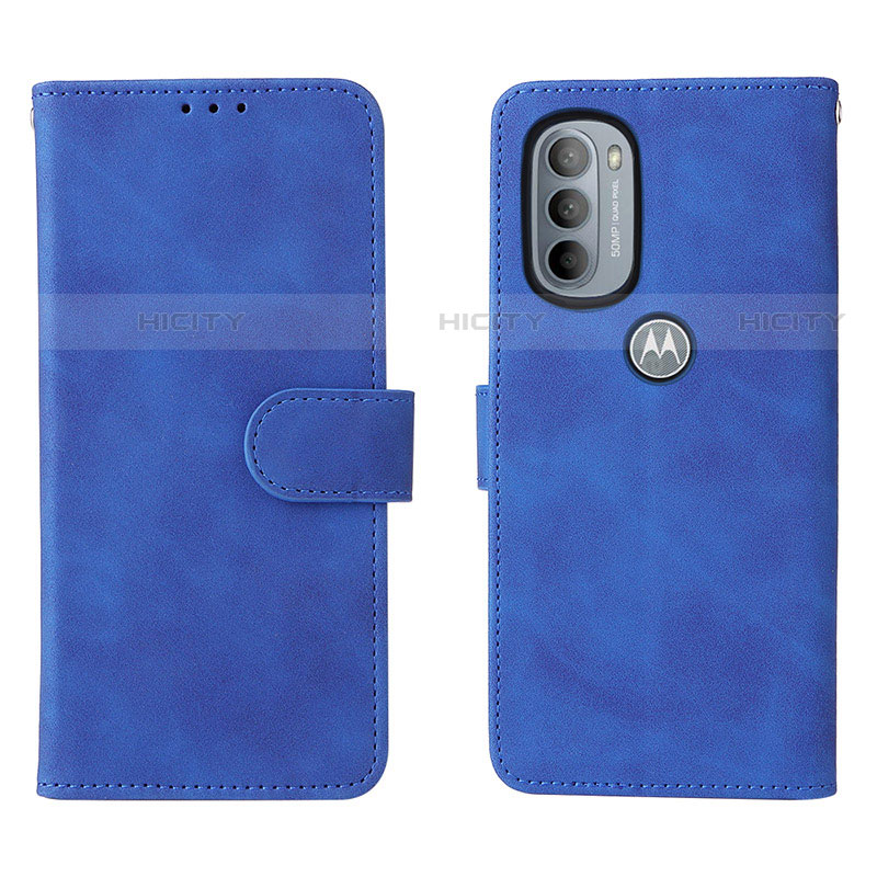 Handytasche Stand Schutzhülle Flip Leder Hülle L01Z für Motorola Moto G31 Blau Plus