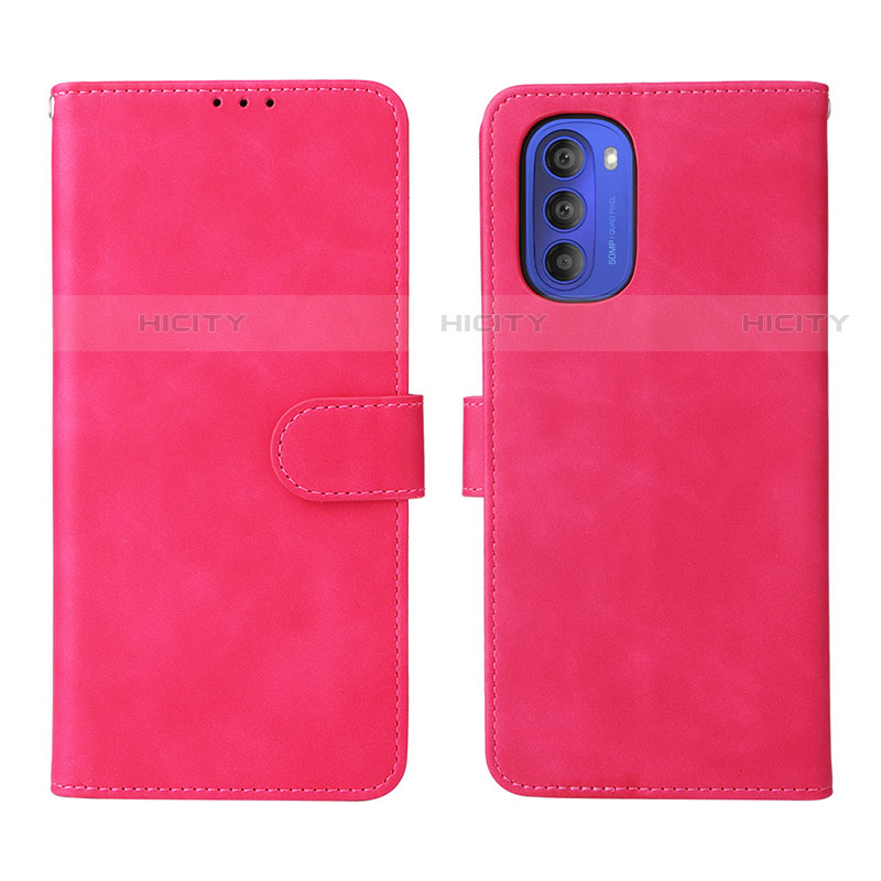 Handytasche Stand Schutzhülle Flip Leder Hülle L01Z für Motorola Moto G51 5G Pink