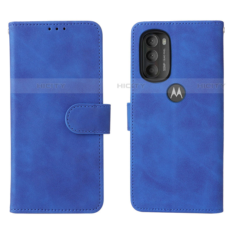 Handytasche Stand Schutzhülle Flip Leder Hülle L01Z für Motorola Moto G71 5G Blau