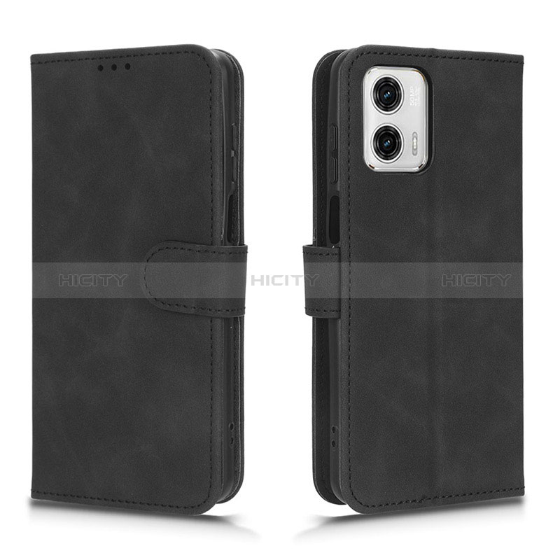 Handytasche Stand Schutzhülle Flip Leder Hülle L01Z für Motorola Moto G73 5G Schwarz Plus