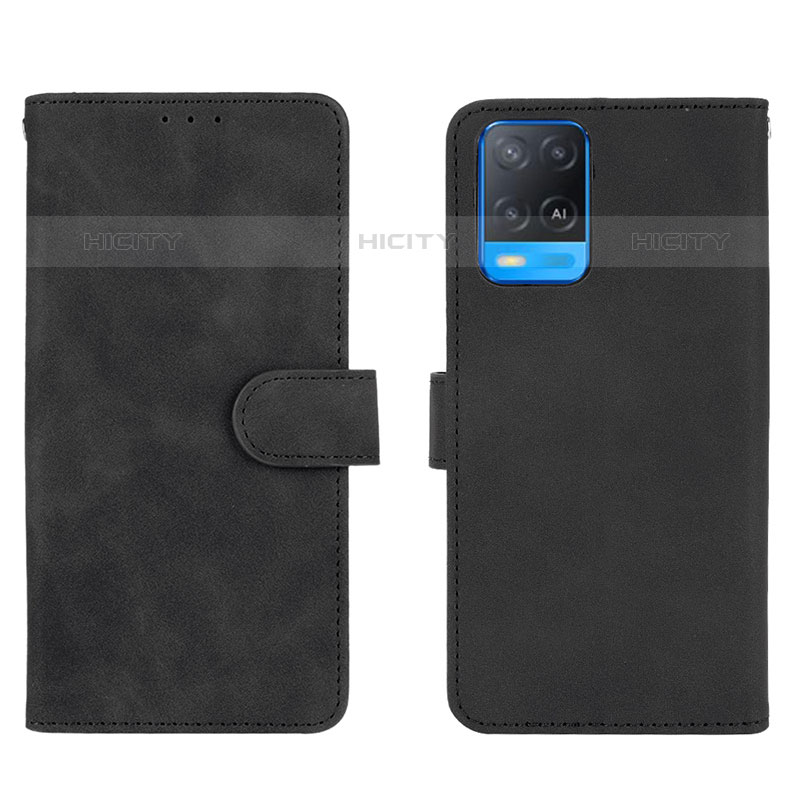 Handytasche Stand Schutzhülle Flip Leder Hülle L01Z für Oppo A54 4G Schwarz