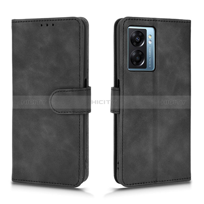 Handytasche Stand Schutzhülle Flip Leder Hülle L01Z für Oppo A77 5G Schwarz