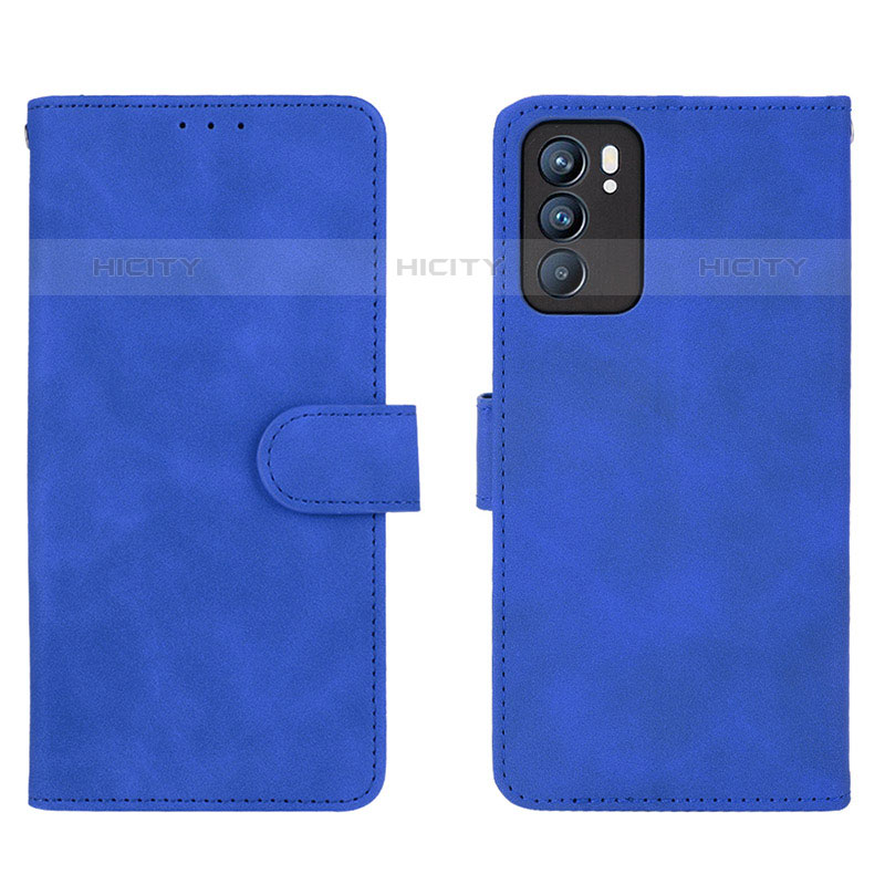 Handytasche Stand Schutzhülle Flip Leder Hülle L01Z für Oppo Reno6 5G Blau Plus