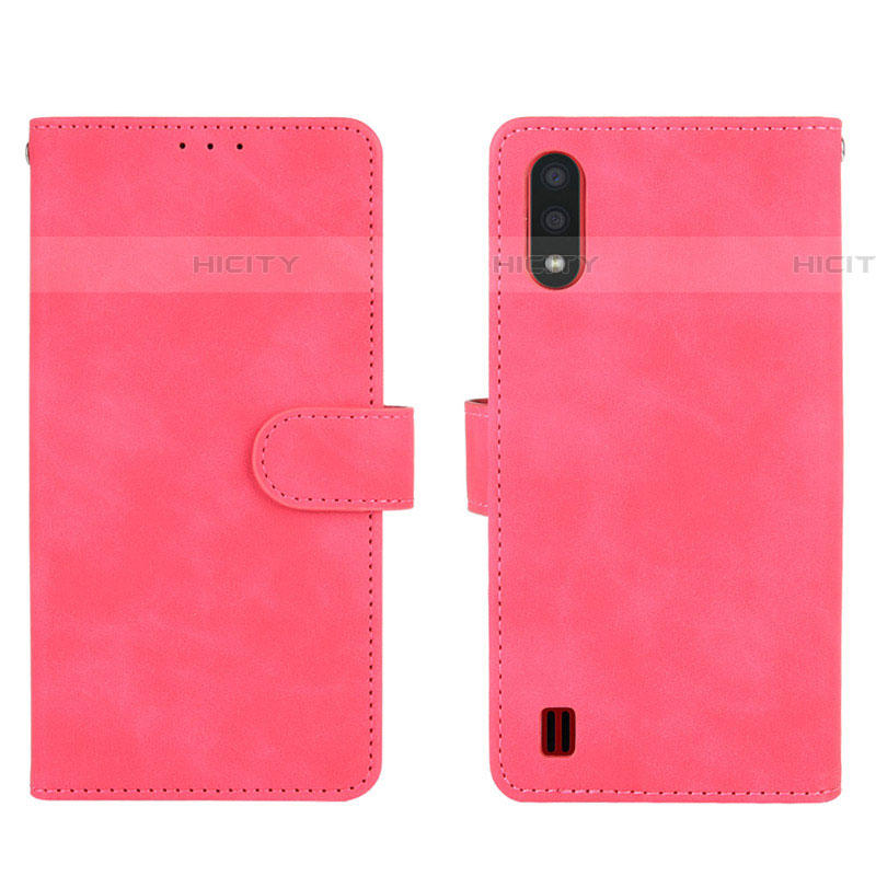 Handytasche Stand Schutzhülle Flip Leder Hülle L01Z für Samsung Galaxy A01 SM-A015 Pink Plus