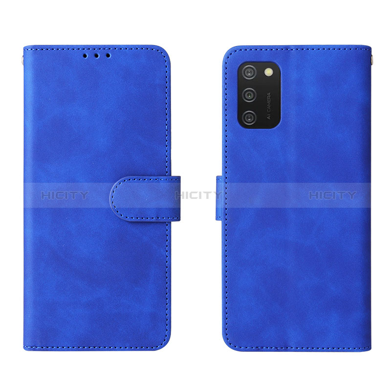 Handytasche Stand Schutzhülle Flip Leder Hülle L01Z für Samsung Galaxy A02s Blau Plus