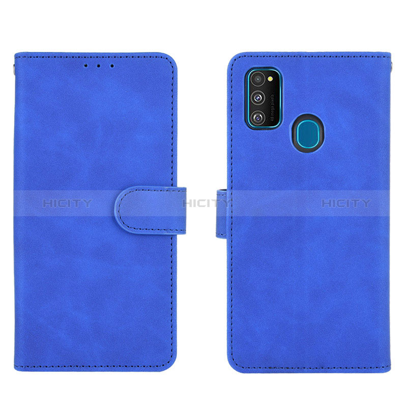 Handytasche Stand Schutzhülle Flip Leder Hülle L01Z für Samsung Galaxy M21 Blau Plus