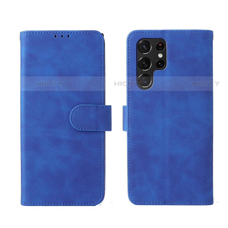 Handytasche Stand Schutzhülle Flip Leder Hülle L01Z für Samsung Galaxy S23 Ultra 5G Blau