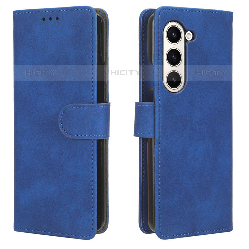 Handytasche Stand Schutzhülle Flip Leder Hülle L01Z für Samsung Galaxy Z Fold5 5G Blau