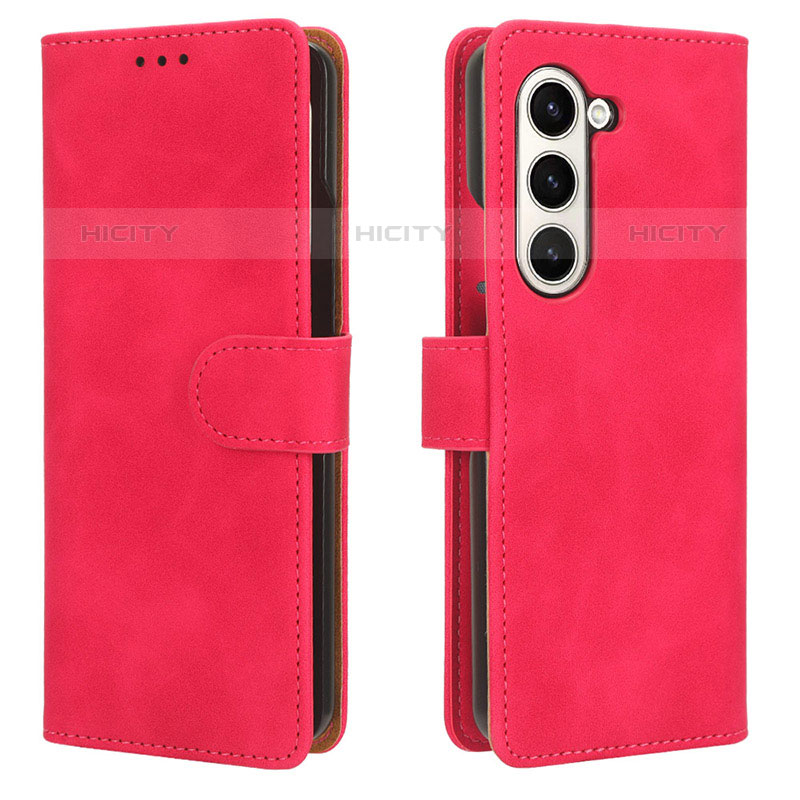 Handytasche Stand Schutzhülle Flip Leder Hülle L01Z für Samsung Galaxy Z Fold5 5G Pink Plus