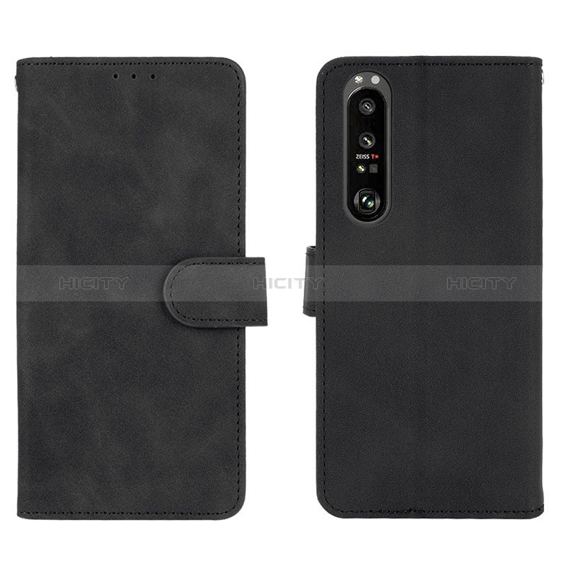 Handytasche Stand Schutzhülle Flip Leder Hülle L01Z für Sony Xperia 1 III Schwarz Plus