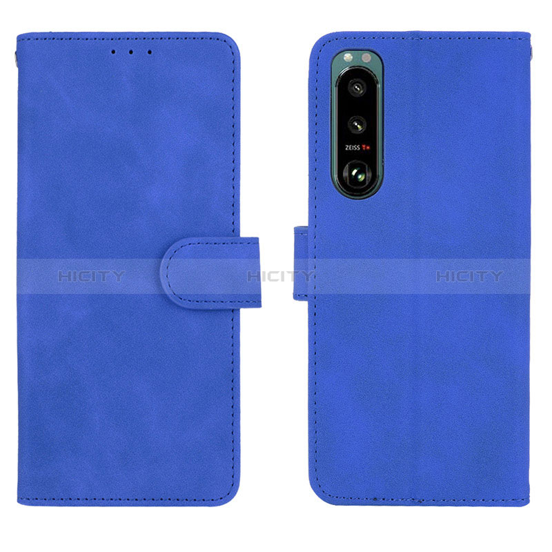 Handytasche Stand Schutzhülle Flip Leder Hülle L01Z für Sony Xperia 5 III SO-53B Blau Plus